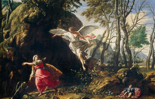 Angel, picture, myth, Francesco Cozza, Hagar and Ishmael in the Desert