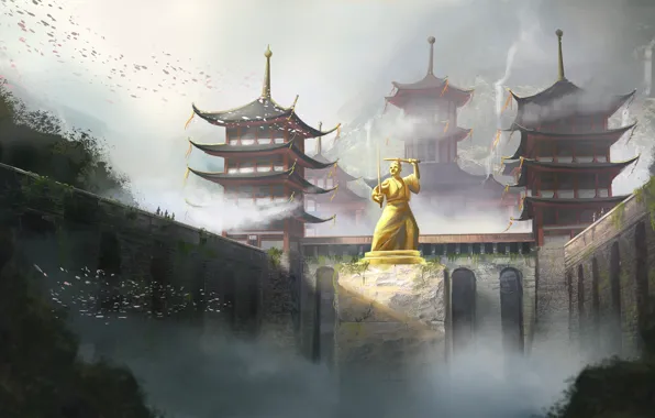 Figure, Japan, Palace, Castle, Japan, Architecture, Art, Concept Art