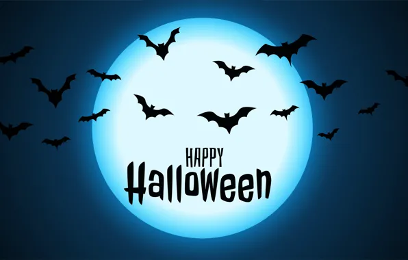 Night, The moon, Halloween, Halloween, Happy Halloween, Bats