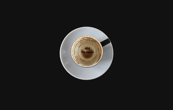 Coffee, minimalism, humor, Cup, black background, joke, coffee, error 404