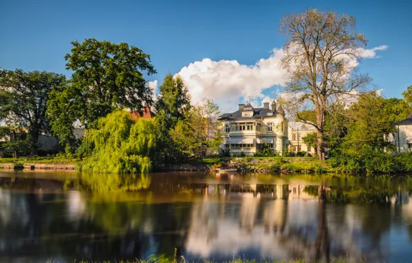 Picture nature, lake, the building, Nature, lake, building