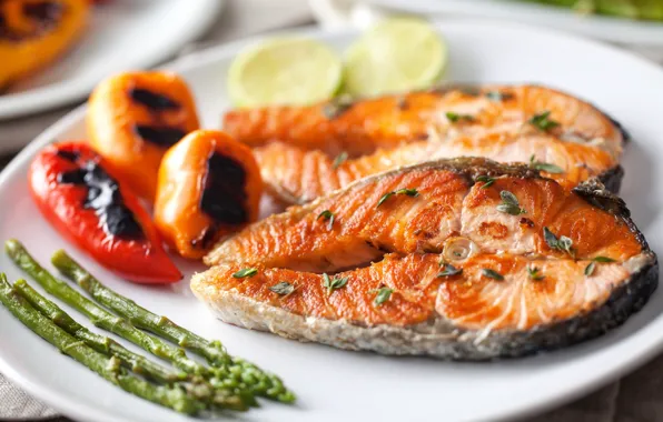 Fish, Pepper, Plate, Delicious, Asparagus