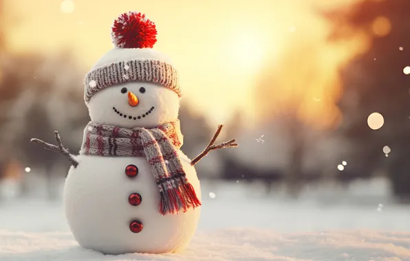 Winter, snow, Christmas, New year, snowman, Christmas, winter, snow