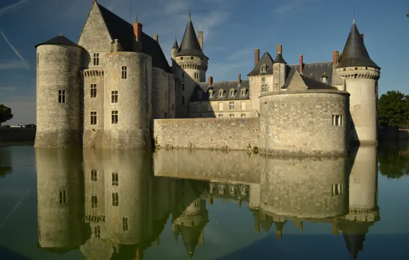 France, Reflection, Lake, Castle, France, Castle, Lake, Sully-sur-Loire