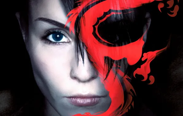 Picture girl, tattoo, dragon, actress, Rapace, Noomi