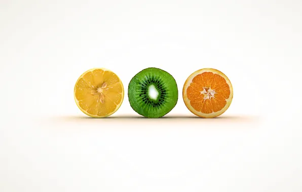 Lemon, orange, kiwi, the cut