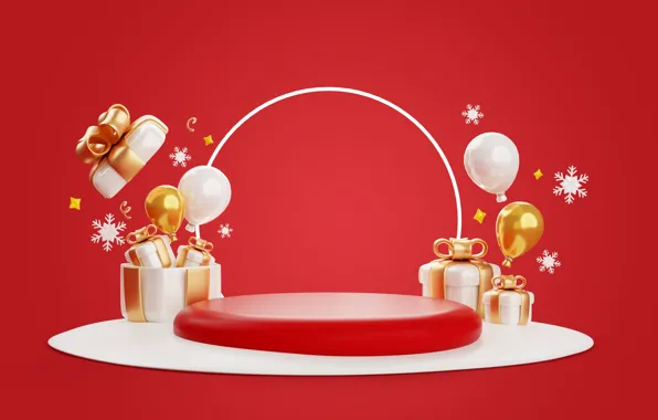 Balls, snowflakes, rendering, round, frame, Christmas, gifts, New year