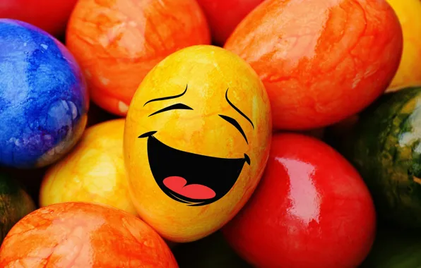 Colorful, smile, Easter, rainbow, Easter, eggs, funny, decoration