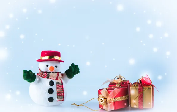 Winter, snow, snowflakes, new year, Christmas, snowman, Christmas, winter