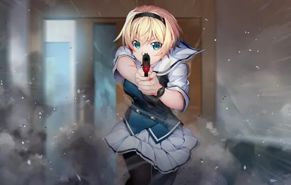 Look, girl, gun, sight, Grisaia: Phantom Trigger