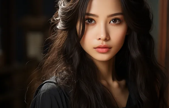 Look, girl, pose, portrait, makeup, Asian, AI art, neural network