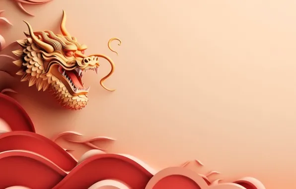 Face, style, background, dragon, New year, symbol, ornament, symbols