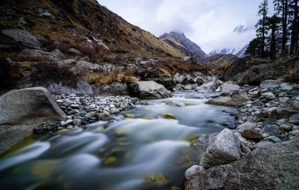 Mountains, nature, river