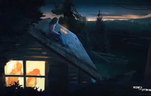 Roof, forest, girl, window, parents, fight, Rides With Strangers