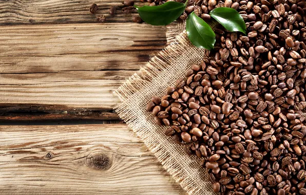 Coffee, grain, wood, leaves, beans, coffee, cloth