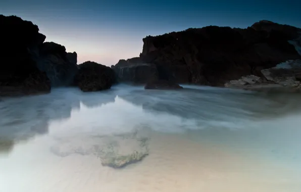 Sea, water, transparency, rocks, the bottom, morning