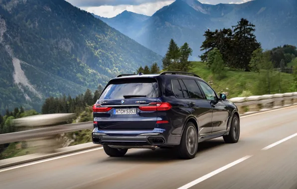 Picture BMW, mountain road, crossover, SUV, 2020, BMW X7, M50i, X7