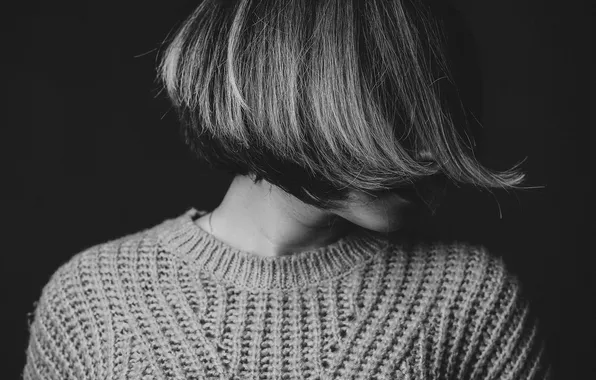 Black and white, sweater, short hair, khalaji shahin