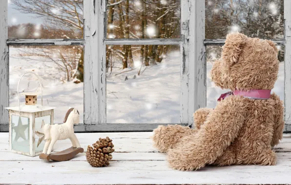 Winter, snow, nature, toys, new year, Christmas