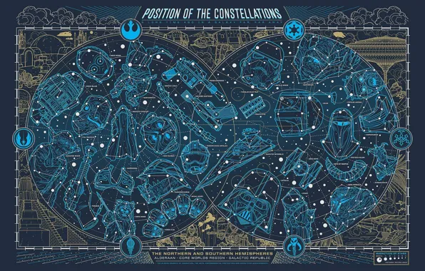 Picture map, Star Wars, constellation, Star Wars