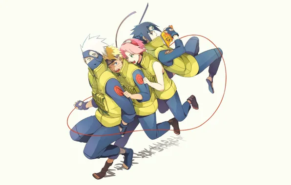 Anime, Sakura, art, Sasuke, Naruto, Naruto, team 7, Kakashi