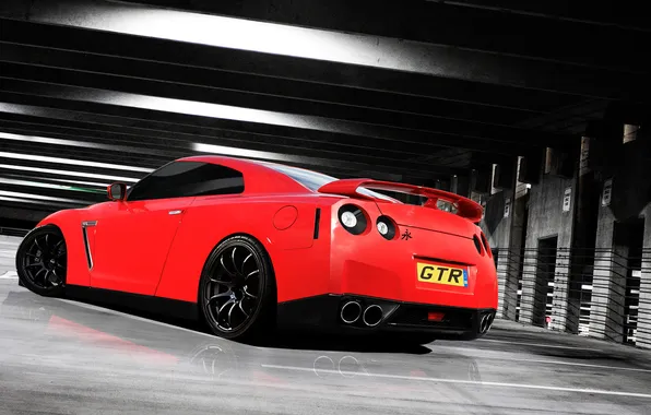 Picture red, nissan, gt-r