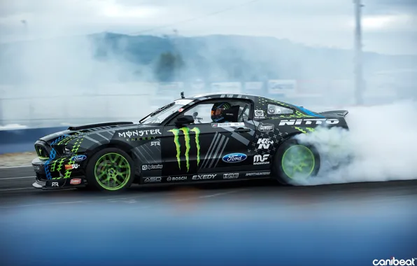 Picture car, smoke, sport, drift, ford mustang