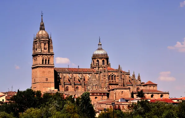 The sky, trees, hills, Spain, Cathedral, Salamanca