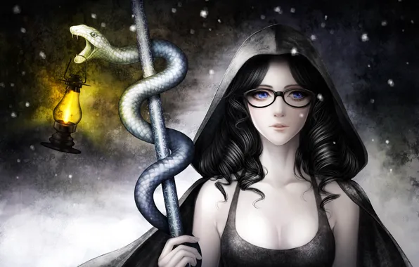 Picture look, girl, snake, art, amagi hana