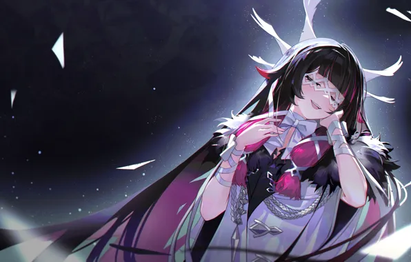 Smile, darkness, mood, wings, Genshin Impact, Harbinger of Fatua, Columbina, Columbine