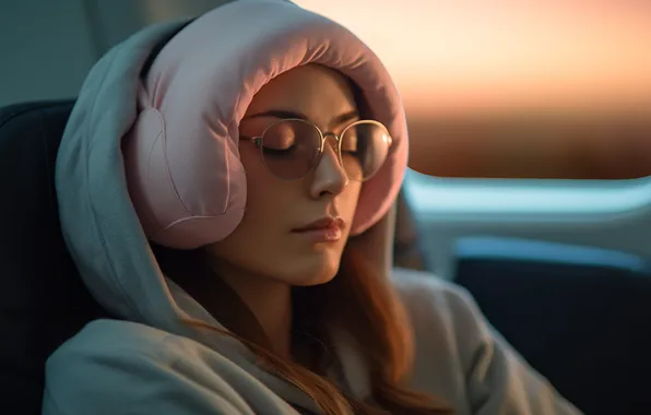 Girl, light, face, music, portrait, headphones, window, glasses