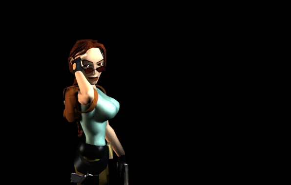 Picture chest, look, girl, weapons, guns, glasses, Tomb Raider, Lara Croft