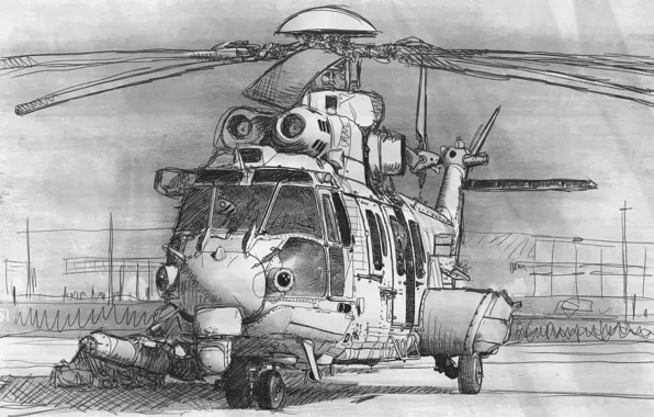 Aviation, figure, helicopter, blades