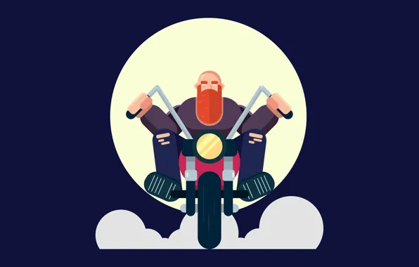 The way, motorcycle, biker, motorcycle, dark blue background, path, biker, driver