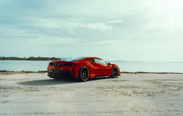 Red, ferrari, rear view, 488 track