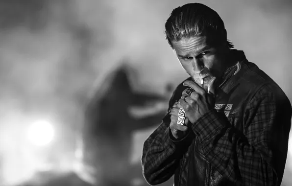 Picture simple background, cigarettes, TV series, rings, celebrity, smoking, actor, Sons of Anarchy