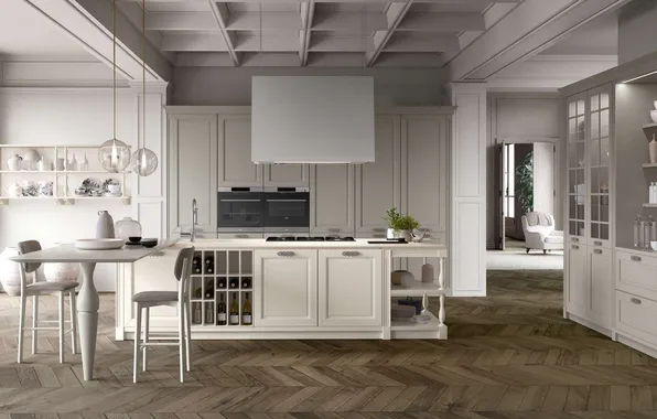 Style, Villa, interior, Italy, kitchen, dining room, dining area, Italian design