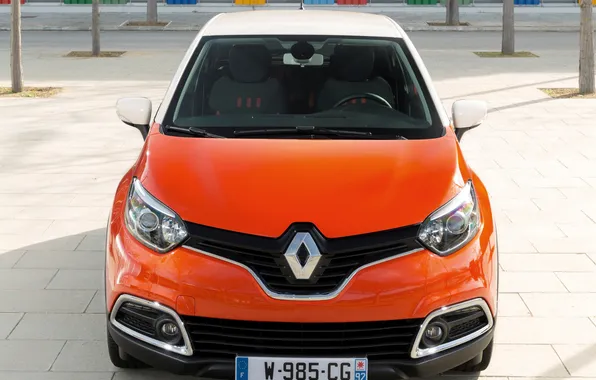 Orange, Renault, car, front view, Captur