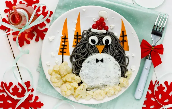 Picture decoration, New Year, Christmas, penguin, Christmas, Merry Christmas, Xmas, dish