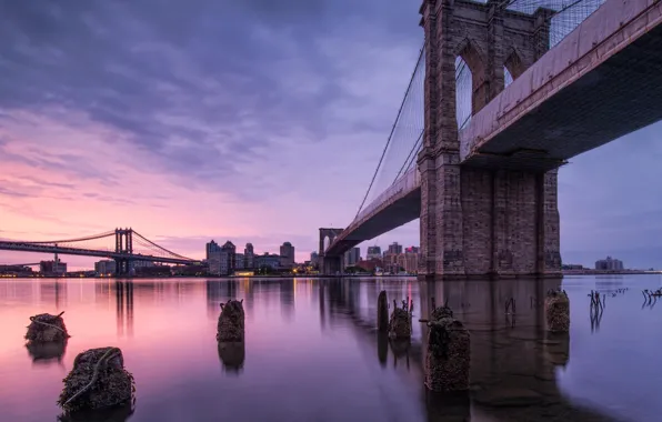 Picture bridge, the city, river, New York, USA, USA, New York, Brooklyn Bridge
