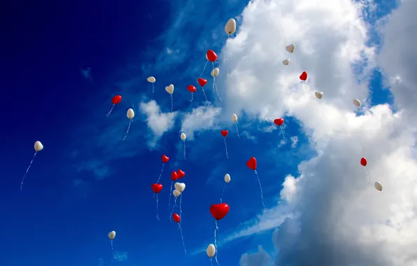 Picture the sky, clouds, love, balloons, heart