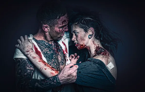 Picture girl, zombie, guy, makeup