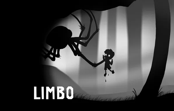 Picture monster, spider, boy, black and white, monochrome, Limbo
