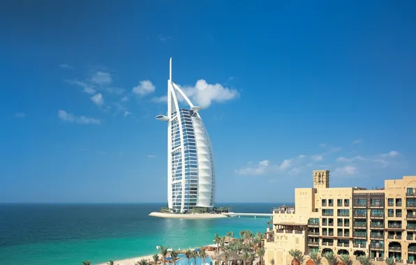 Picture sea, beach, the sky, the city, Dubai