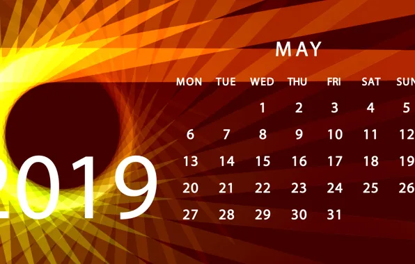 May, calendar, 2019