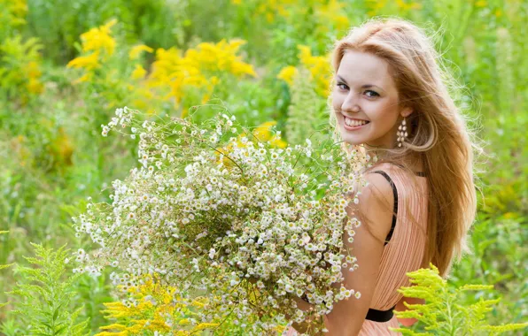 Picture summer, girl, flowers, mood
