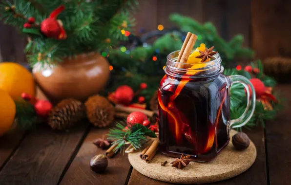 Spruce, citrus, drink