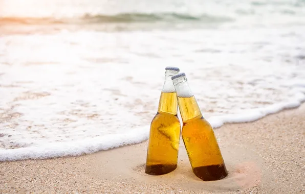Sand, sea, wave, beach, summer, the sky, stay, bottle