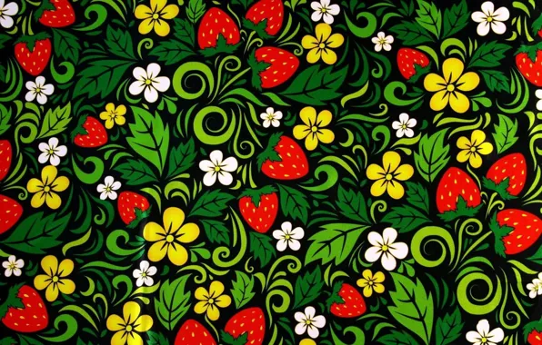 Berries, texture, painting, Khokhloma