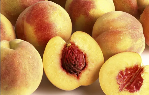 Picture fruit, peaches, bone, halves